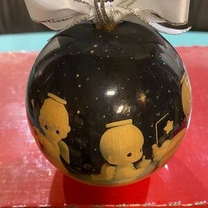 Vintage Precious Moments Black and Gold Angel Ornament